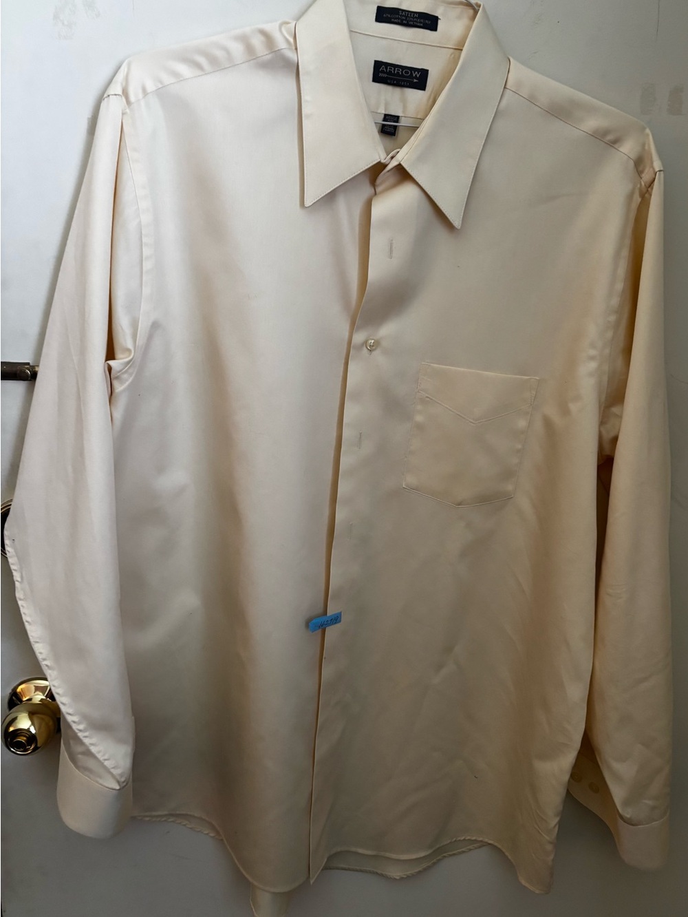 Arrow Men's Light Cream Dress Shirt with Chest Pocket